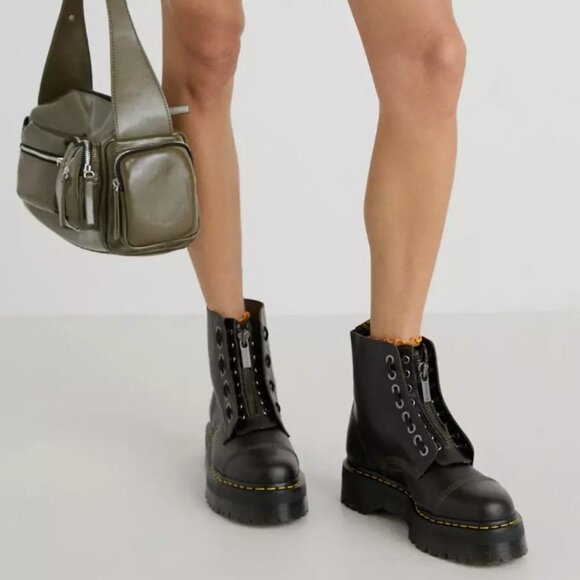 Dark Taupe - DR. MARTENS SINCLAIR ZIP UP ORLEANS LEATHER PLATFORM BOOTS MSRP$280 - Picture 8 of 16